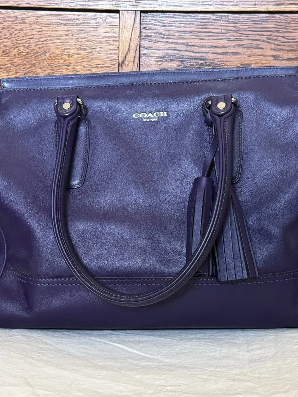 Coach Legacy Candace Carryall Leather Marine Deep Purple 24201